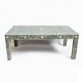 Maaya Bone Inlay Rectangular Coffee Table Green And White Floral